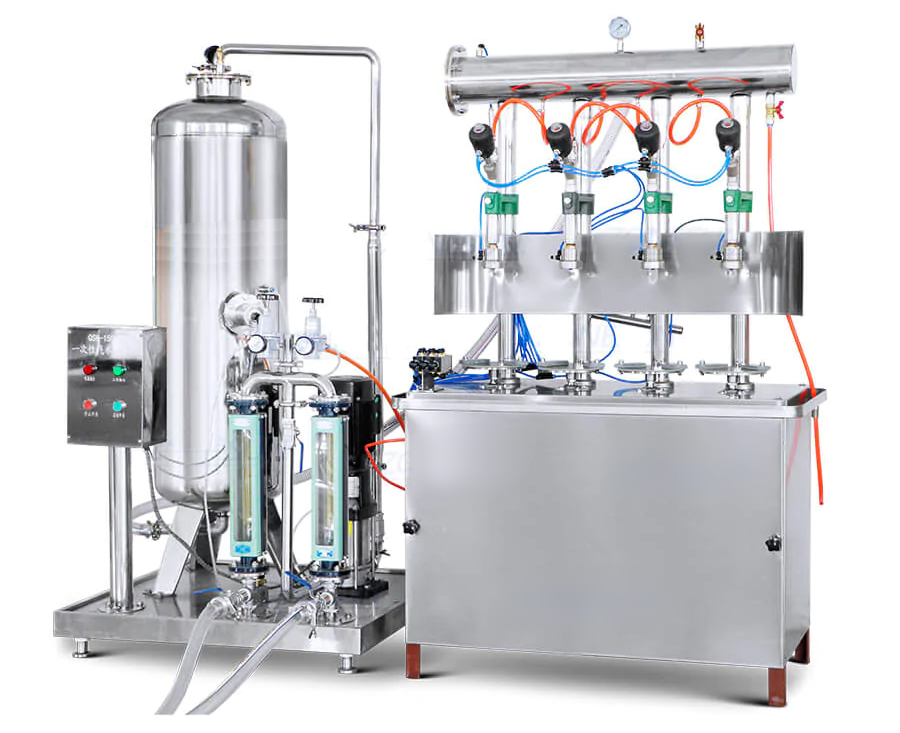 Semi automatic counter pressure filling machine with mixer