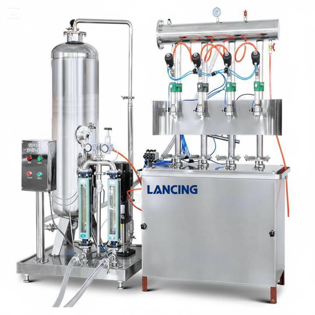 LUCF4A semi-automatic carbonated can filler with mixer