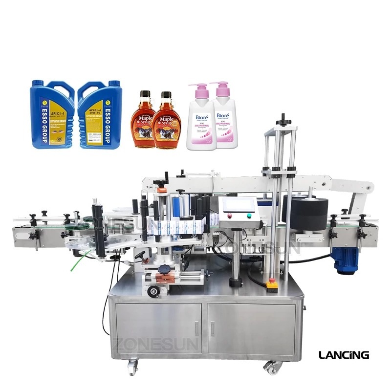 Compact wrap-around labeler for hexagonal jars and bottles