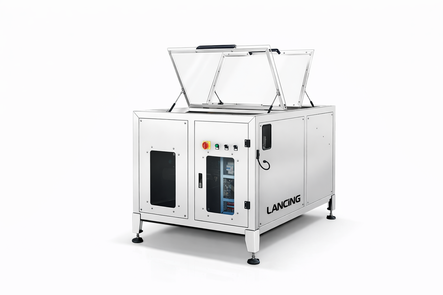 Automatic bottling line with filling, capping and labeling