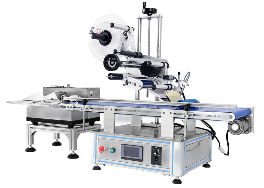 Paging flat surface labelling machine for bags and cards